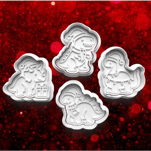 Karácsonyi Dinoszaurusz Sütikiszúró Szett (4db)