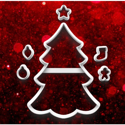 Karácsonyfa Díszekkel Sütikiszúró Szett (6db) 