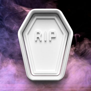 Koporsó alakú R.I.P. sütikiszúró